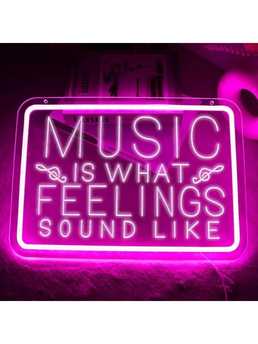 Neon Music Quote Sign for Man Cave Decor, LED Wall Art for Game Room & Studio